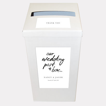 Freehand Script Iridescent Personalised Wedding Post Box