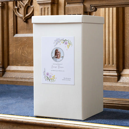 Funeral Post Box - Lemon & Lilac Flowers Border