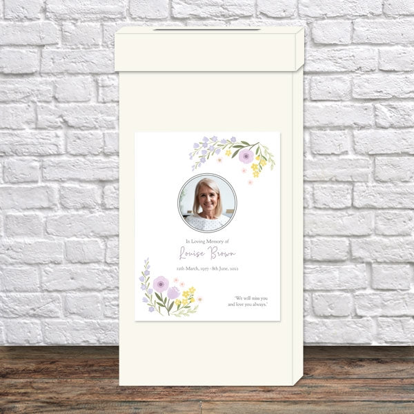 Funeral Post Box - Lemon & Lilac Flowers Border