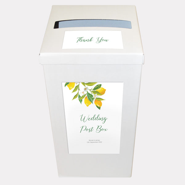 Lemon Citrus Personalised Wedding Post Box