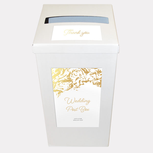 Marble Swirls Foil Personalised Wedding Post Box
