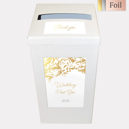 Marble Swirls Foil Personalised Wedding Post Box