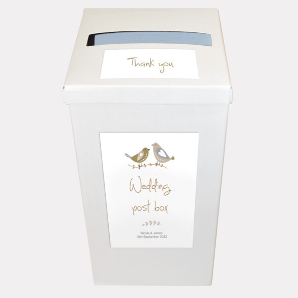 Rustic Woodland Birds Personalised Wedding Post Box