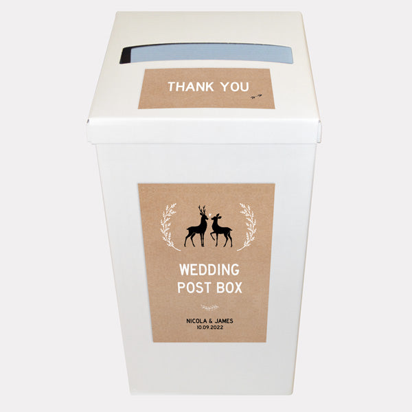 Rustic Woodland Deer Personalised Wedding Post Box