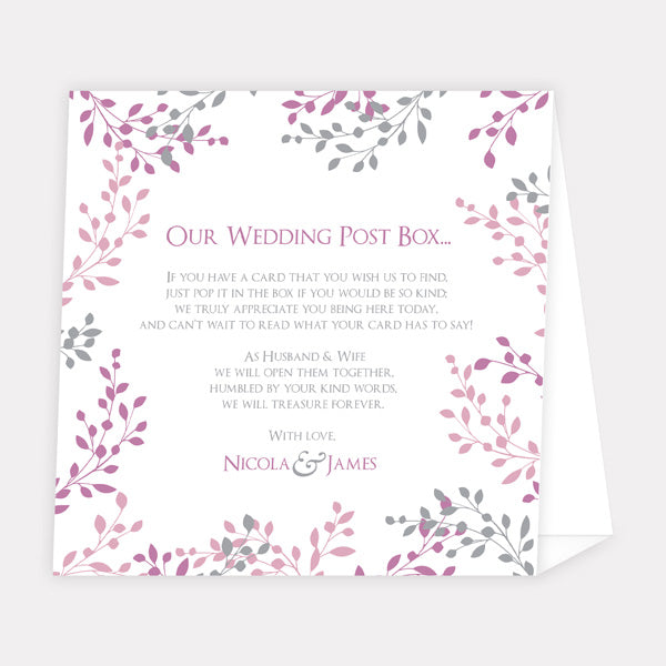Delicate Leaf Border Personalised Wedding Post Box