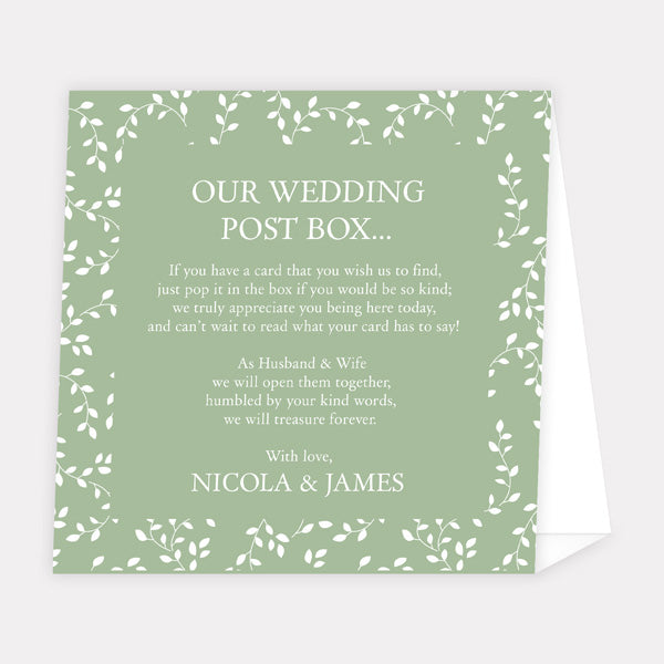 Delicate Leaf Pattern Iridescent Personalised Wedding Post Box