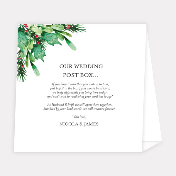 Festive Foliage Iridescent Personalised Wedding Post Box