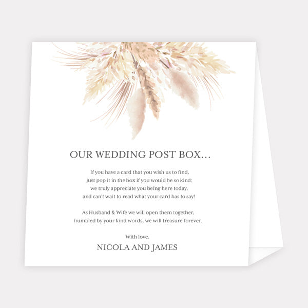 Pampas Grass Personalised Wedding Post Box