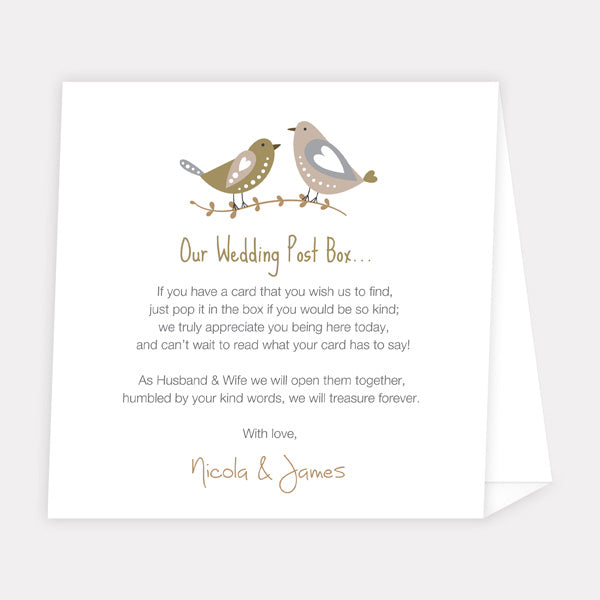 Rustic Woodland Birds Personalised Wedding Post Box