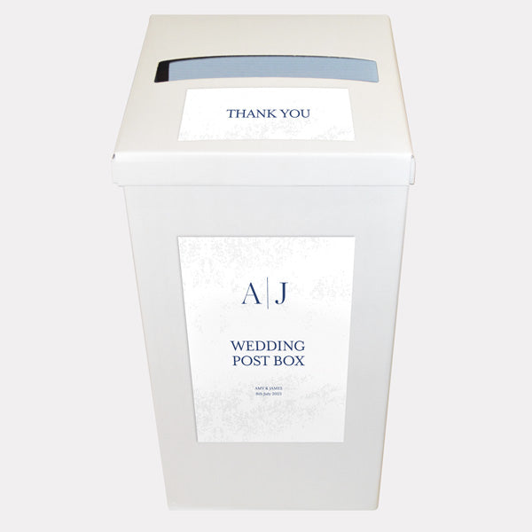 Textured Simplistic Monogram Iridescent Personalised Wedding Post Box