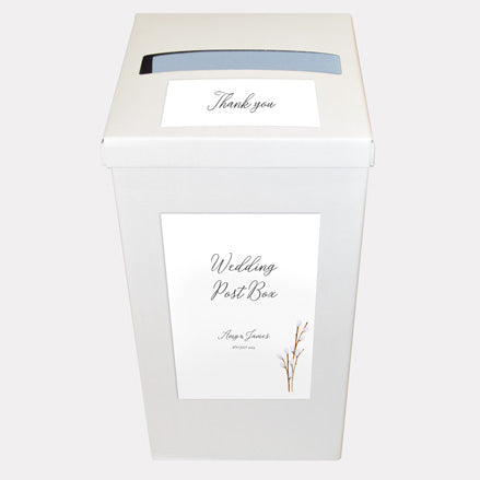 Watercolour Pussy Willow Iridescent Personalised Wedding Post Box