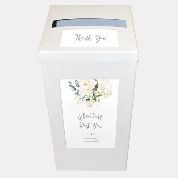 White Country Bouquet Personalised Wedding Post Box