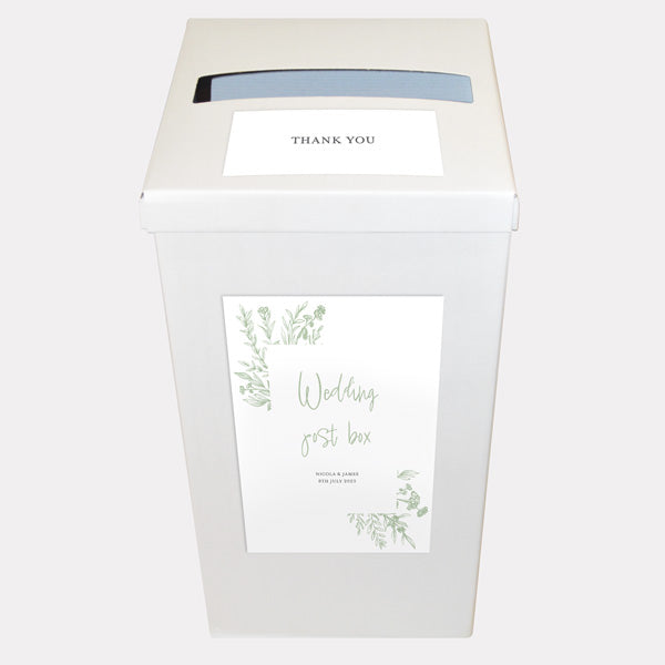Wildflower Meadow Sketch Iridescent Personalised Wedding Post Box