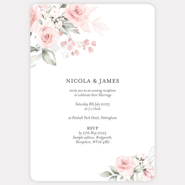 Blush Pink Flowers Evening Invitation with Vellum Wrap