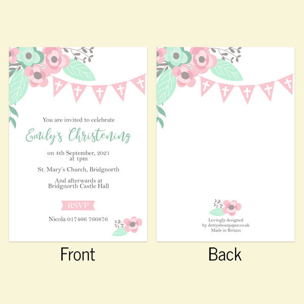 Christening Invitations - Pretty Pastel Party - Pack of 10