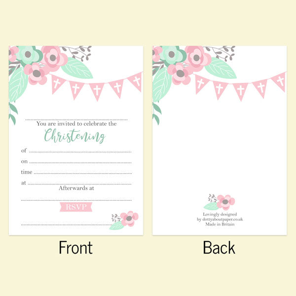 Christening Invitations - Pretty Pastel Party - Pack of 10