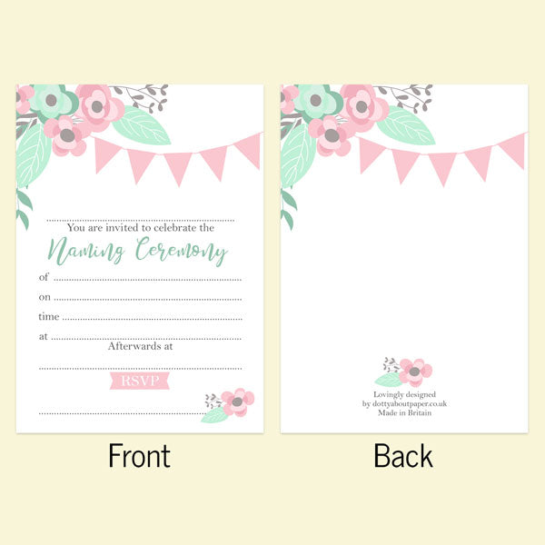 Naming Ceremony Invitations - Pretty Pastel Party - Pack of 10
