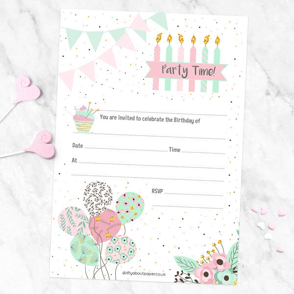 Pretty Pastel Party - Notelet Invitation - Pack of 20