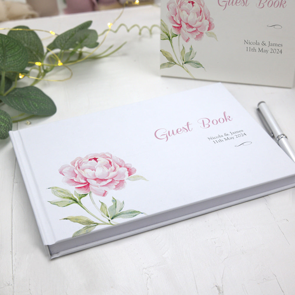 Pretty Pink Peony - Iridescent Wedding Guest Book