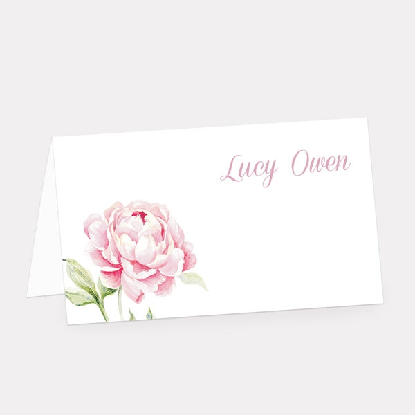 Pretty Pink Peony Iridescent Place Card