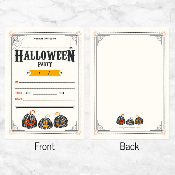 Halloween Party Invitations - Pumpkin Trio - Pack of 10