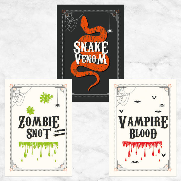 Pumpkin Trio - Halloween Bottle Labels - Assorted Pack of 9