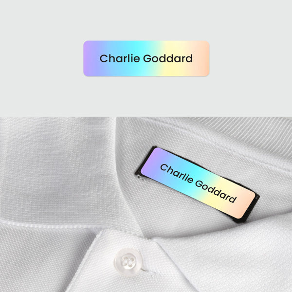 No Iron Small Personalised Stick On Waterproof Name Labels - Rainbow Ombre - Pack of 64