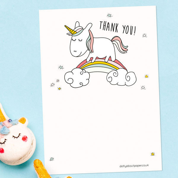 Ready to Write Childrens Thank You Cards - Rainbow Unicorn - Pack of 10