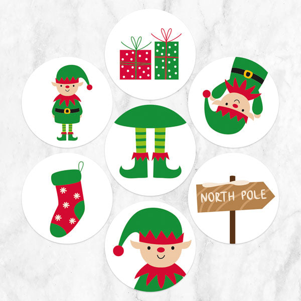 Red Stocking Elf - Christmas Stickers - Pack of 70