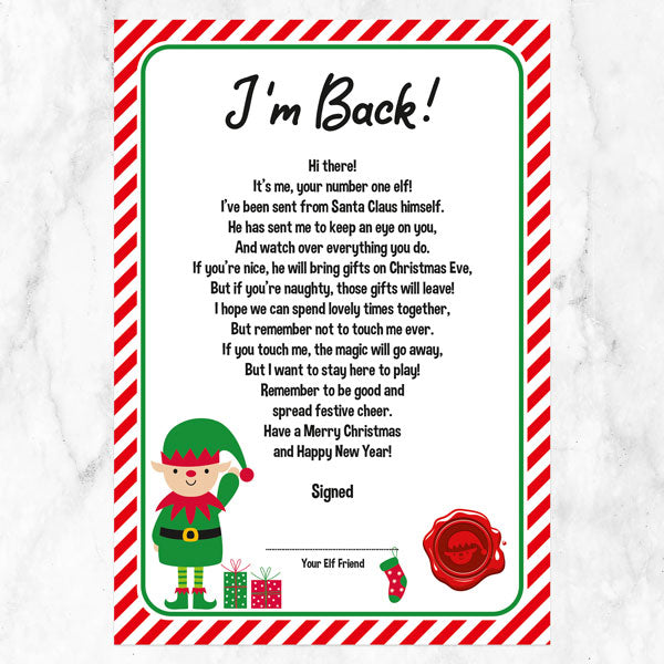 Red Stocking Elf - Christmas Elf Letters with Reports & Award Stickers