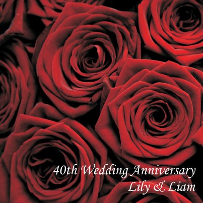 40th Wedding Anniversary Invitations - Red Roses