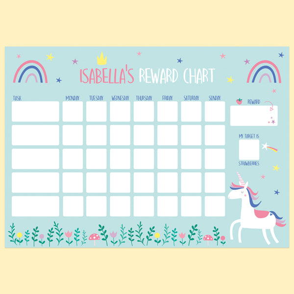 Unicorn Magic - Personalised Reward Chart & Reusable Stickers