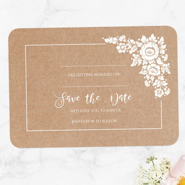 Romantic Flowers - Ready to Write Save the Date Cards