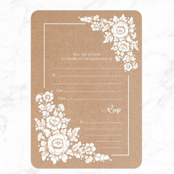 Romantic Flowers - Ready to Write Wedding Invitations