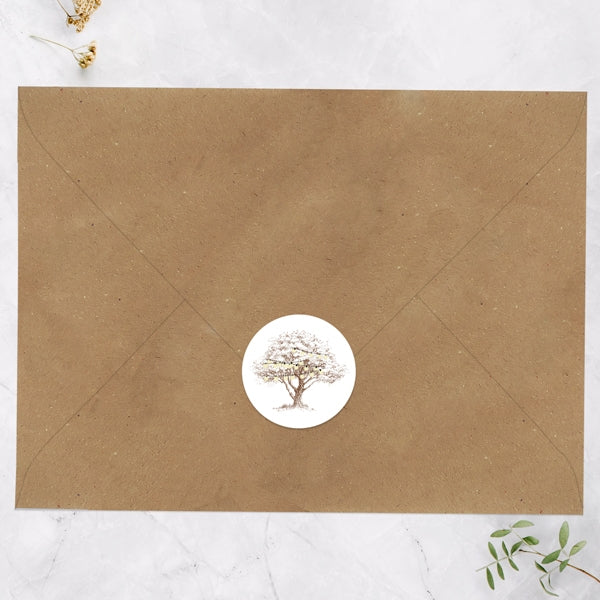 Romantic Woodland Tree Envelope Seal - Pack of 70