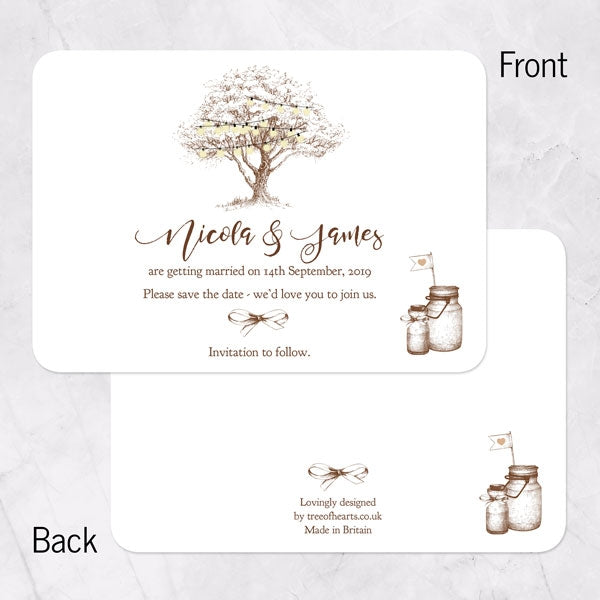 Romantic Woodland Tree Save the Date Cards