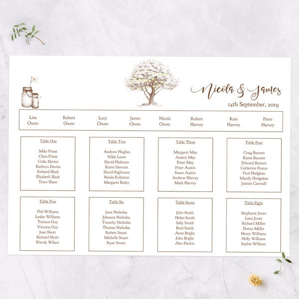 Romantic Woodland Tree Table Plan - Fast Delivery at Dotty About Paper