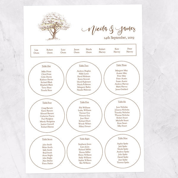 Romantic Woodland Tree Table Plan