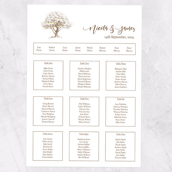 Romantic Woodland Tree Table Plan