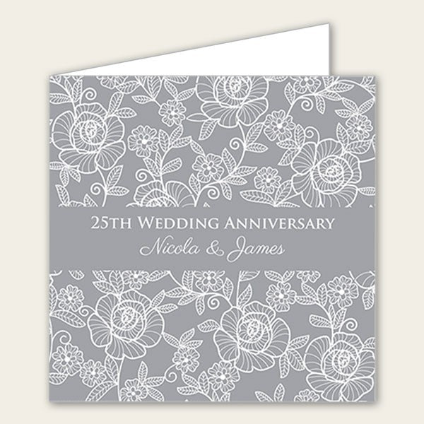 25th Wedding Anniversary Invitations - Rose Pattern