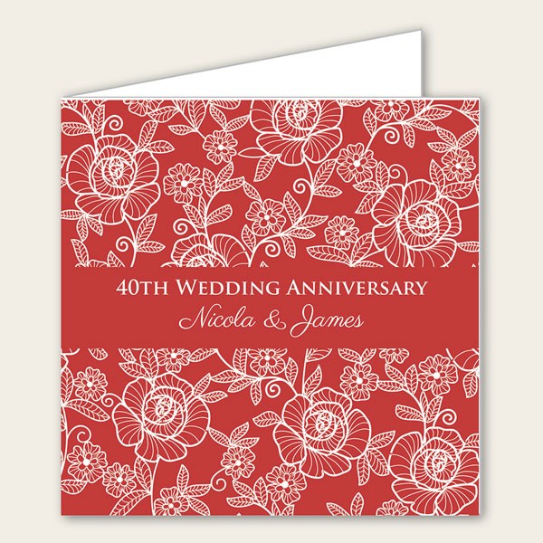 40th Wedding Anniversary Invitations - Rose Pattern
