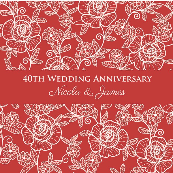 40th Wedding Anniversary Invitations - Rose Pattern