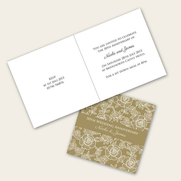 50th Wedding Anniversary Invitations - Rose Pattern