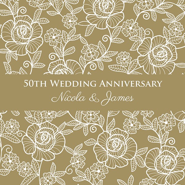 50th Wedding Anniversary Invitations - Rose Pattern