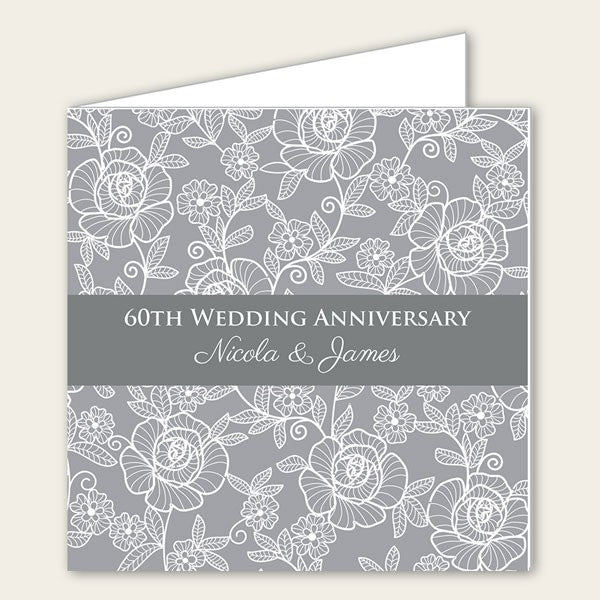 60th Wedding Anniversary Invitations - Rose Pattern