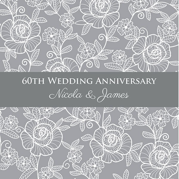 60th Wedding Anniversary Invitations - Rose Pattern