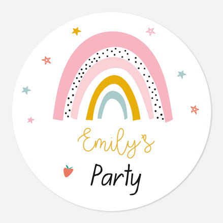 Chasing Rainbows - Large Round Personalised Party Stickers - Pack of 12
