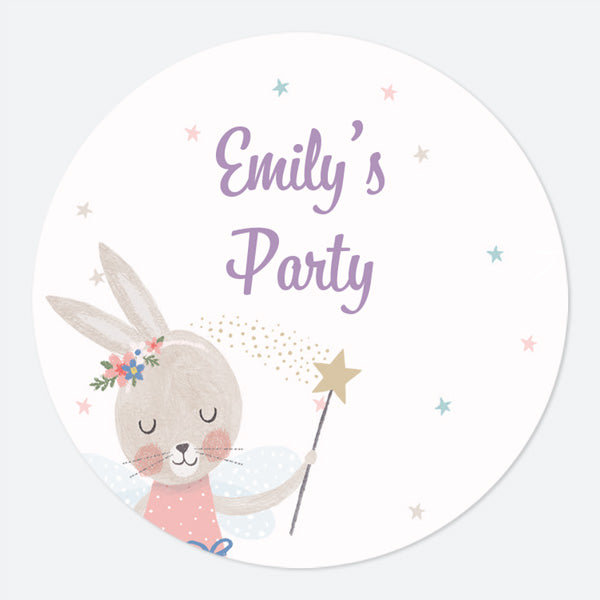 Flopsy Bunny - Large Round Personalised Party Stickers - Pack of 12