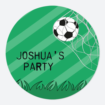 Kickin' Football - Large Round Personalised Party Stickers - Pack of 12