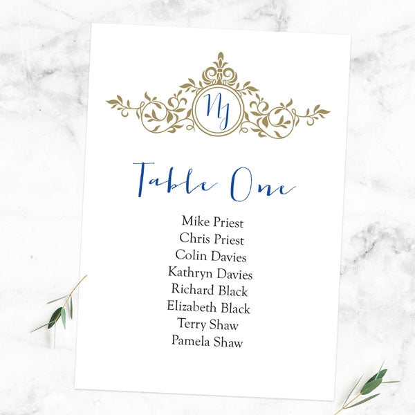 Royal Monogram - Table Plan Cards